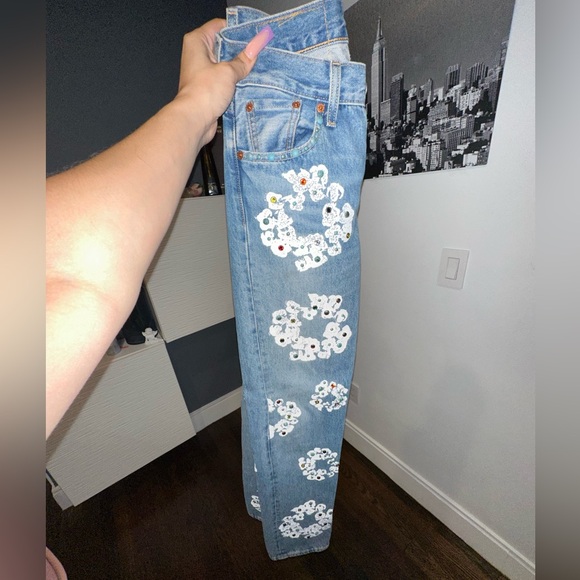 Rhinestone denim tears